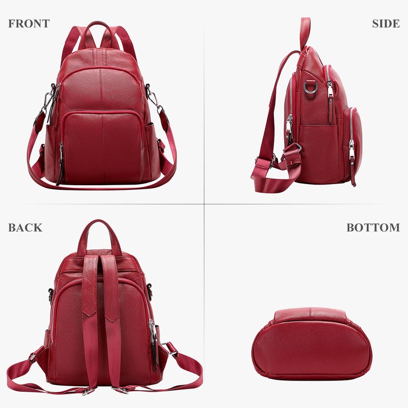 ALTOSY Soft Leather Backpack Purse For Women -theft Backpacks Versatile Shoulder BagÃ¯Â¼Ë†S81 Red WineÃ¯Â¼â€° - Image 4
